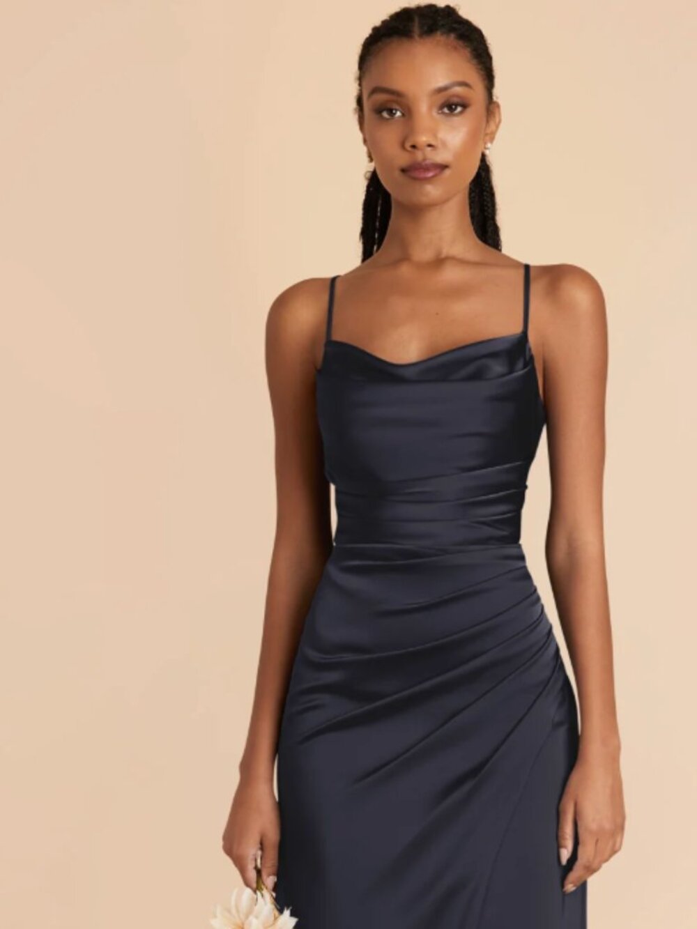 Birdy Grey Matte Satin Lydia Dress in Navy